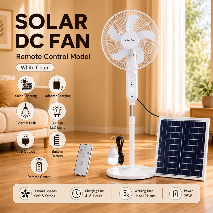 CS-198F Remote Control Solar Pedestal Fan